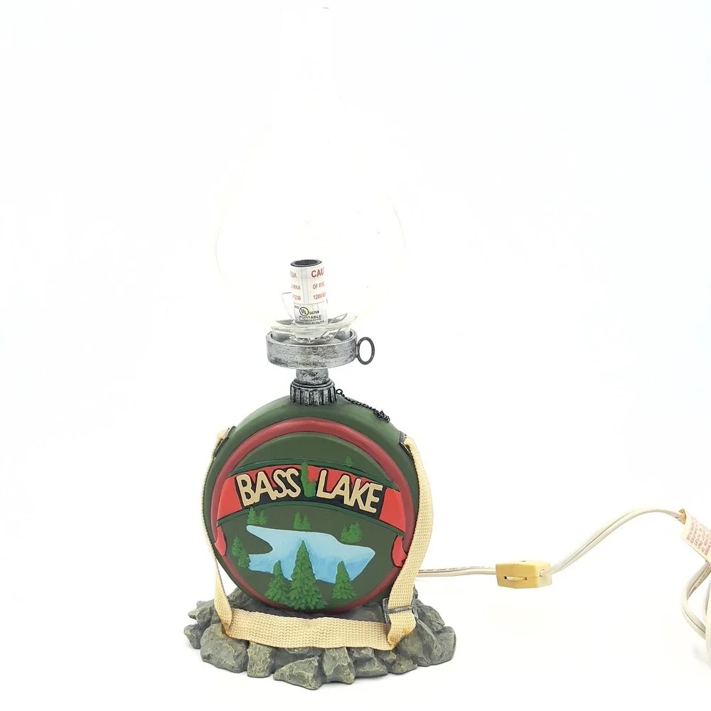Bass Lake Table Lamp Cabin Decor Fishing Lodge Light Rustic Outdoors Theme
